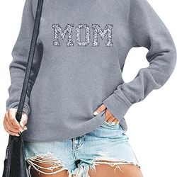mom sweatshirt women colorful embroidered mama letter print crewneck sweatshirt mom life pullover top 1