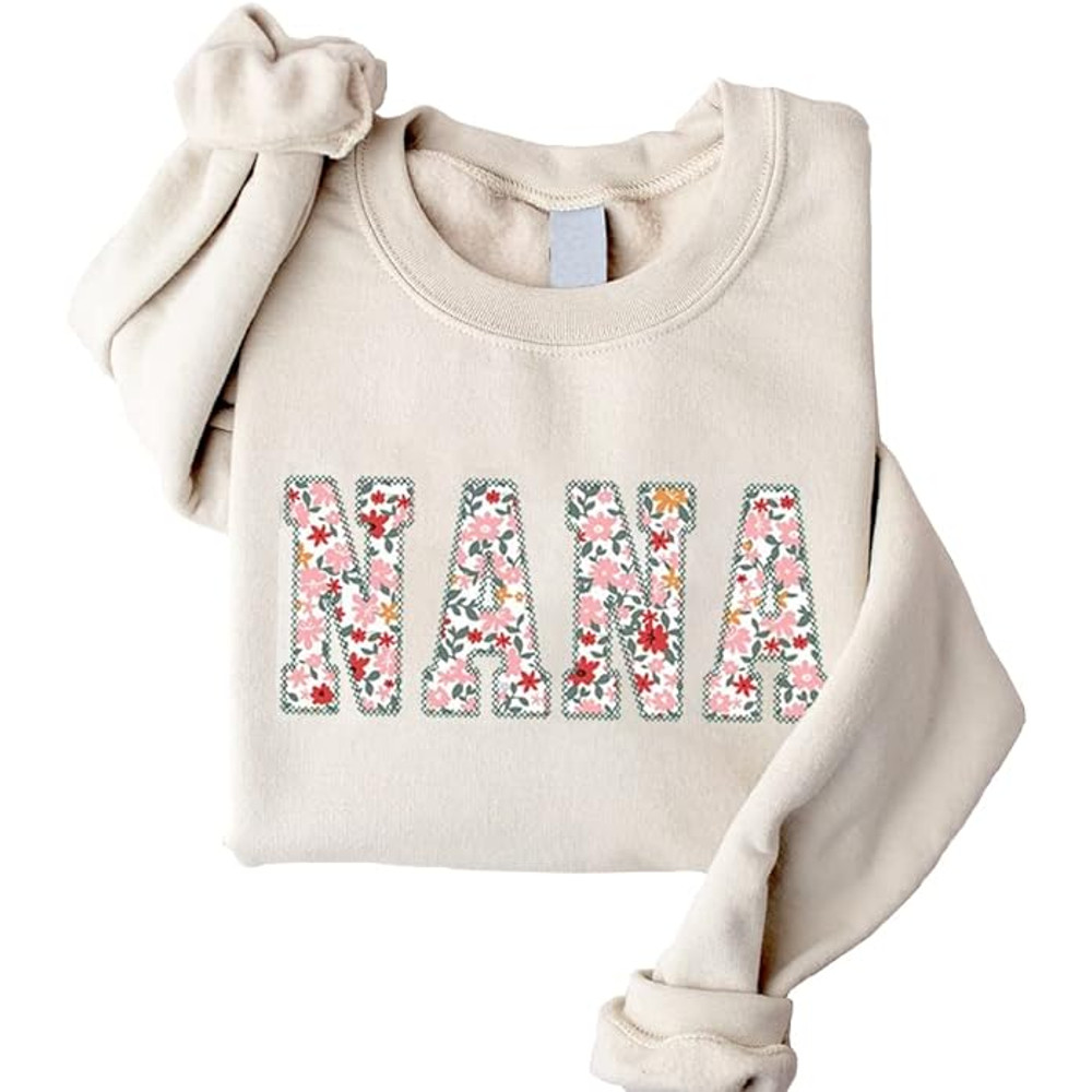 Nana Embroidered Floral Applique Sweatshirt, Nana Embroidered Sweater, Nana, Nana Gifts For Grandma.jpg