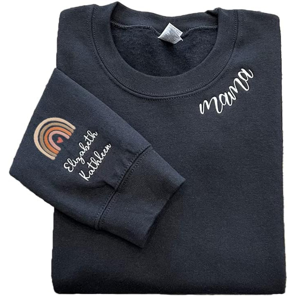 Personalized Mama Embroidered Rainbow Sweatshirt, Custom Mama Shirt With Kids Names, Mom Gifts, Mama Gifts.jpg