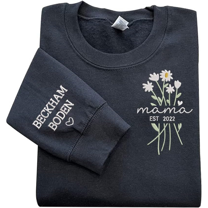Personalized Grandma Sweatshirt, Flower Grandma Sweatshirts For Women, Embroidered Sweatshirts, Grandma Gifts.jpg