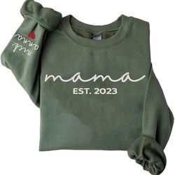 personalized mama embroidered sweatshirt, mama est 2023 embroidered sweatshirt, gift for mom