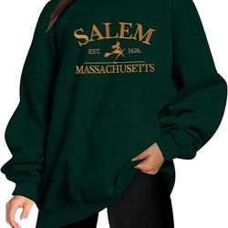 salem massachusetts oversized sweatshirt women graphic embroidered sweater shirts