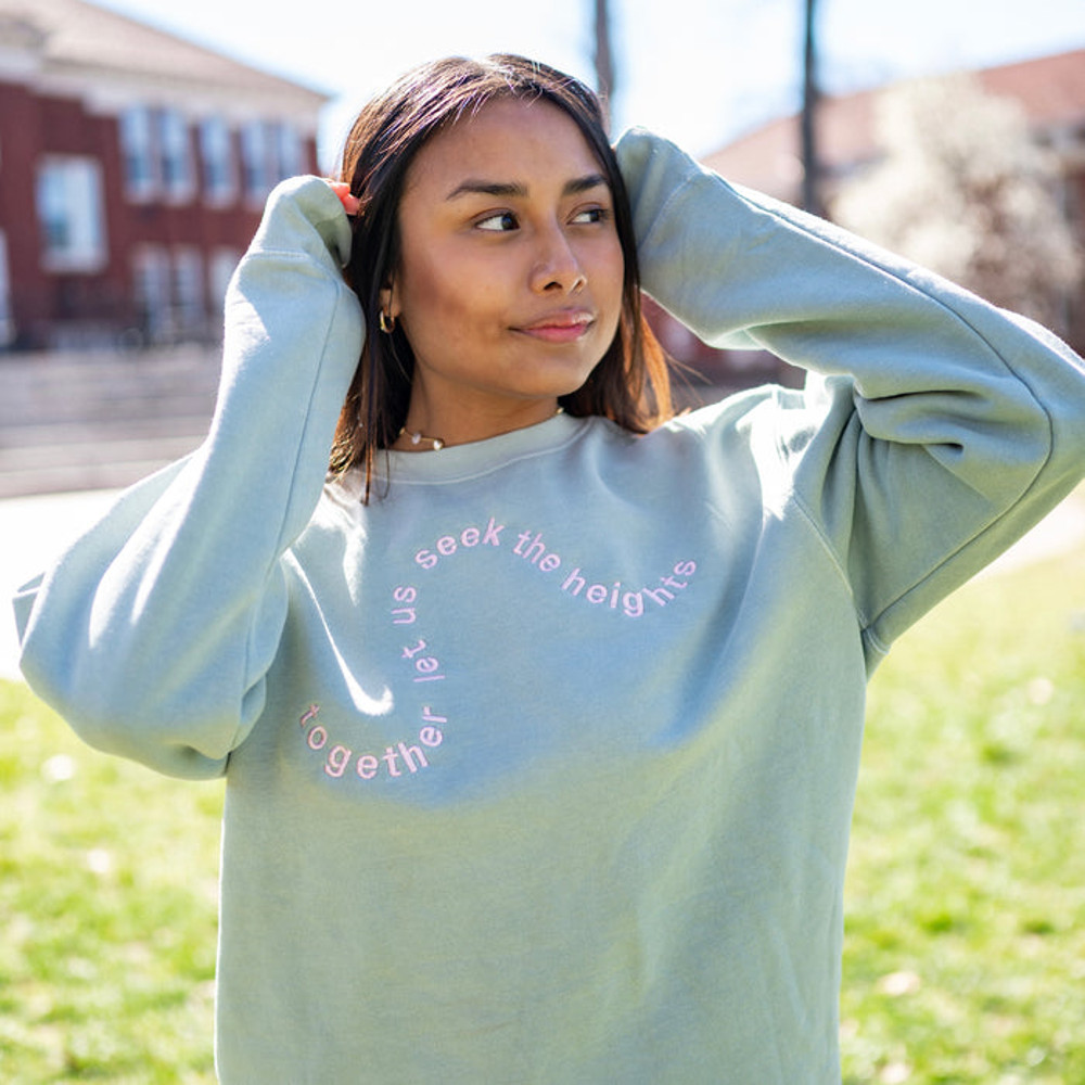 Swirly Motto 'Together Let Us Seek The Heights' Crewneck Sweatshirt - Alpha Chi Omega.jpg