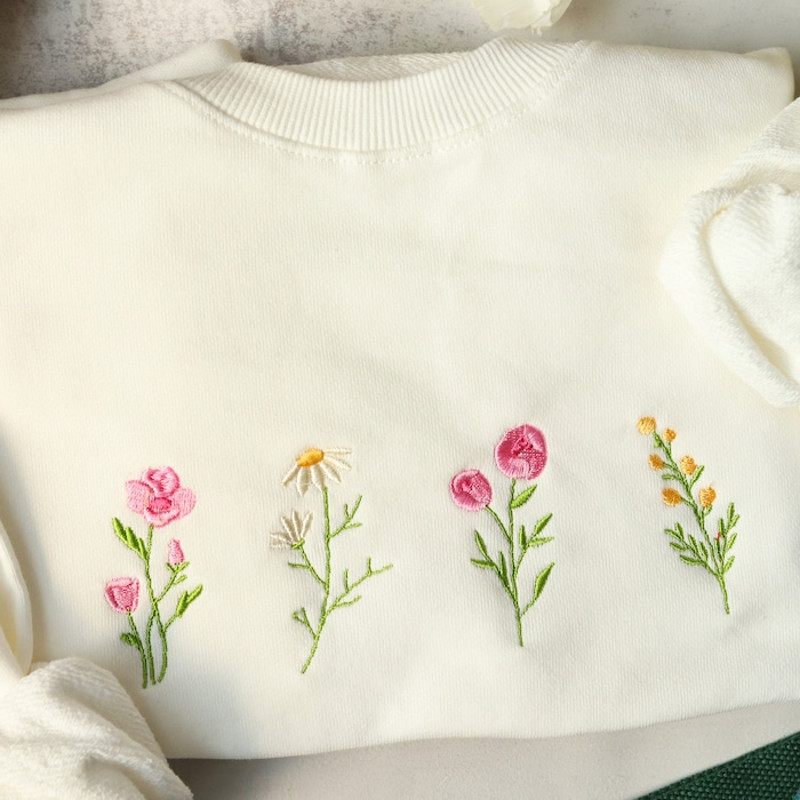 Wildflowers Crewneck Sweatshirt Embroidered,Floral Embroidered Sweatshirt,Valentine's Day Gift,Gift For Mama.jpg