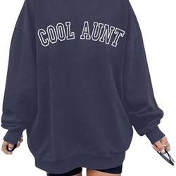women cool aunts sweatshirt auntie letter print oversized pullover tops embroidered
