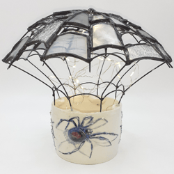 gothic stained glass spider web, jumping spider lantern, ceramics spider stained glass suncatcher, gothic home decor