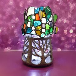 stained glass tree of life candle holder, celtic decor lantern, ceramics stained glass tree suncatcher, lamp home decor