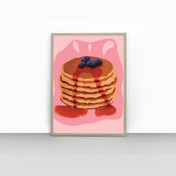 Pancakes Print | Pancake Food Art | Kitchen Wall Art | American Food Poster | Breakfast Print | Kitchen Decor