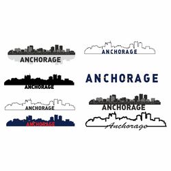 Anchorage Alaska Cut File, SVG SKYLINE ANCHORAGE, Anchorage svg, Alaska Skyline