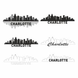 Skyline Charlotte svg, png, Charlotte Skyline Silhouette, North Carolina Usa, Charlotte DIGITAL skyline