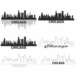 Chicago Illinois Skyline svg, png, Chicago Design, Chicago illinois Silhouette, Digital Download, Chicago Skyline svg
