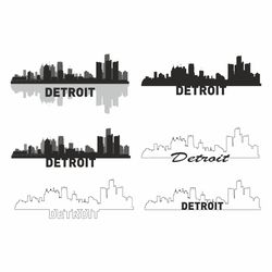 Detroit Skyline SVG, Detroit SVG, Detroit PNG, Detroit Michigan Vector, Detroit City Skyline Michigan, Digital Download