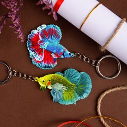 Colorful Betta Fish Keychain - Lucky Fish Key Ring - Lucky Charm