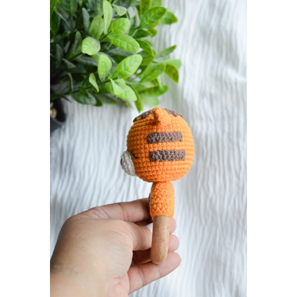 Crochet Rattle Tiger Cute orange tiger crochet rattle for newborn, baby shower gi | Inspire ...