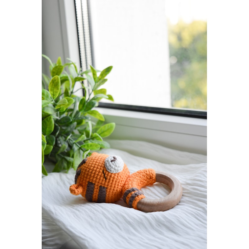 Crochet Rattle Tiger Cute orange tiger crochet rattle for newborn, baby shower gi | Inspire ...