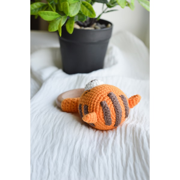 Crochet Rattle Tiger Cute orange tiger crochet rattle for newborn, baby shower gi | Inspire ...