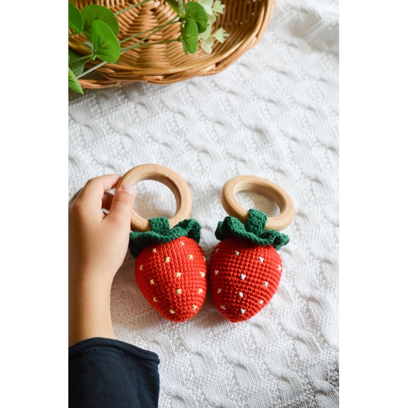 Strawberry baby rattle crochet pattern PDF | Inspire Uplift
