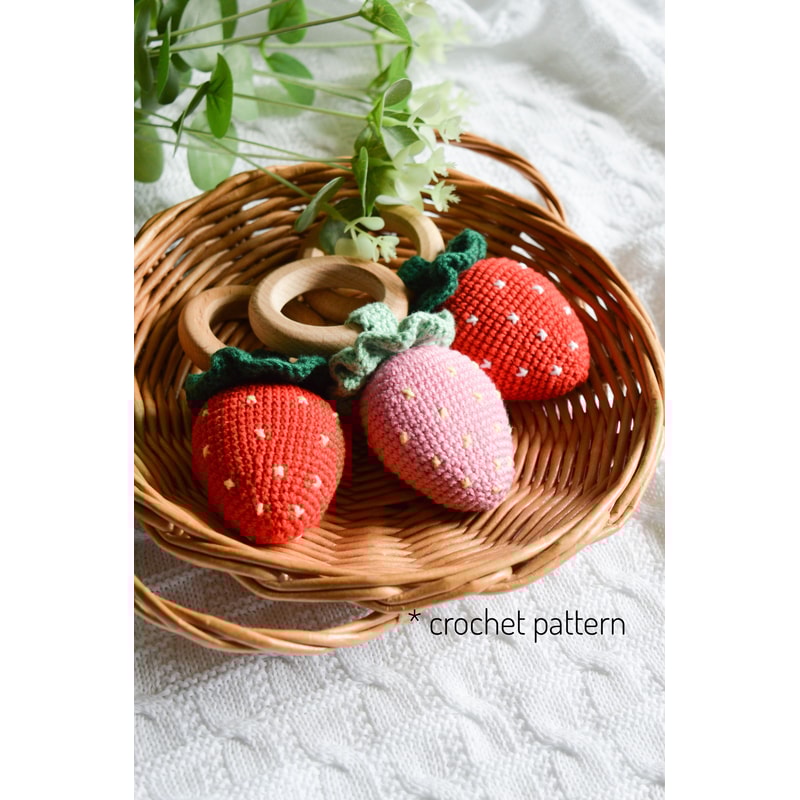 Strawberry baby rattle crochet pattern PDF | Inspire Uplift