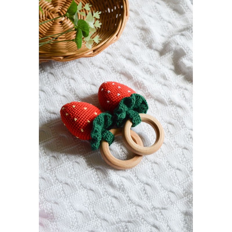 Strawberry baby rattle crochet pattern PDF | Inspire Uplift