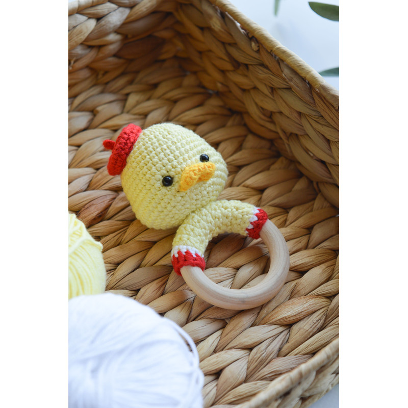 Duck Crochet Rattle Easy Pattern Crocheted Duckling Toy 2
