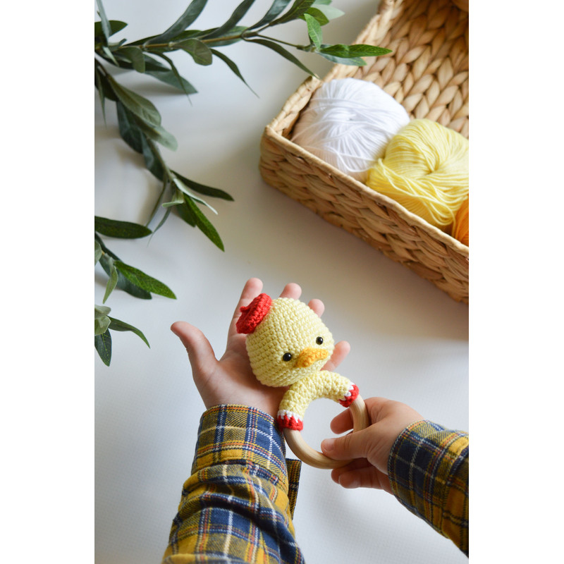 Duck Crochet Rattle Easy Pattern Crocheted Duckling Toy 3