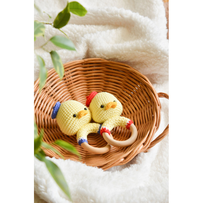 Duck Crochet Rattle Easy Pattern Crocheted Duckling Toy 6
