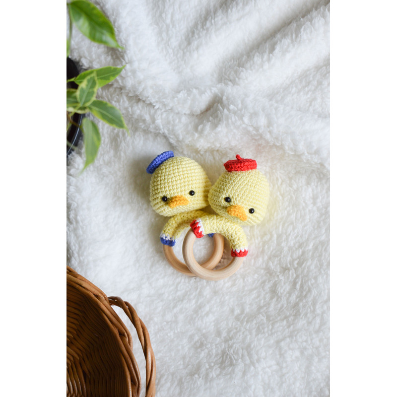 Duck Crochet Rattle Easy Pattern Crocheted Duckling Toy 8