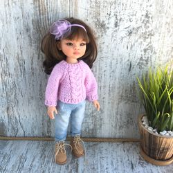 pink knitted t sweater for Paola Reina doll, Ruby Red, free shipping