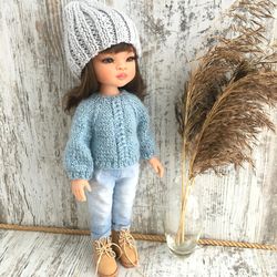 handmade sweater with lurex made of mohair knitted for Paola Reina and Ruby Red dolls, free shipping
