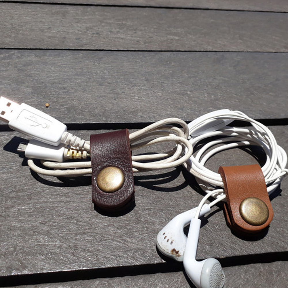 Leather Earbud Holder Organizer
