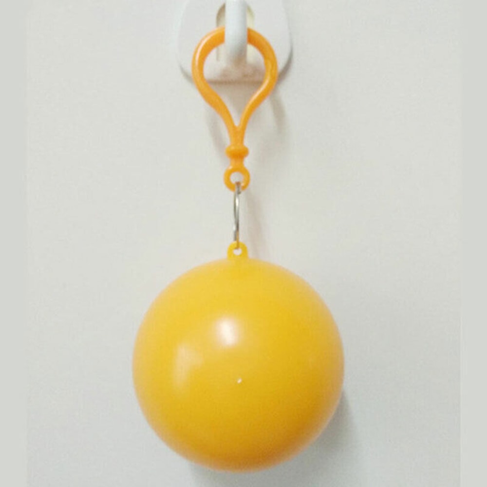 Portable Raincoat Ball Keychain yellow
