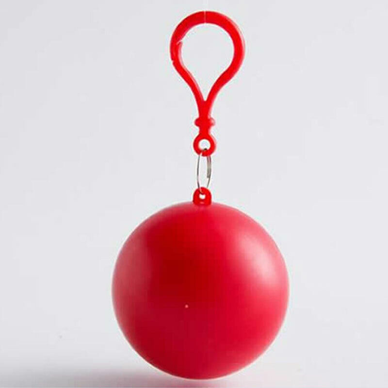 Portable Raincoat Ball Keychain red