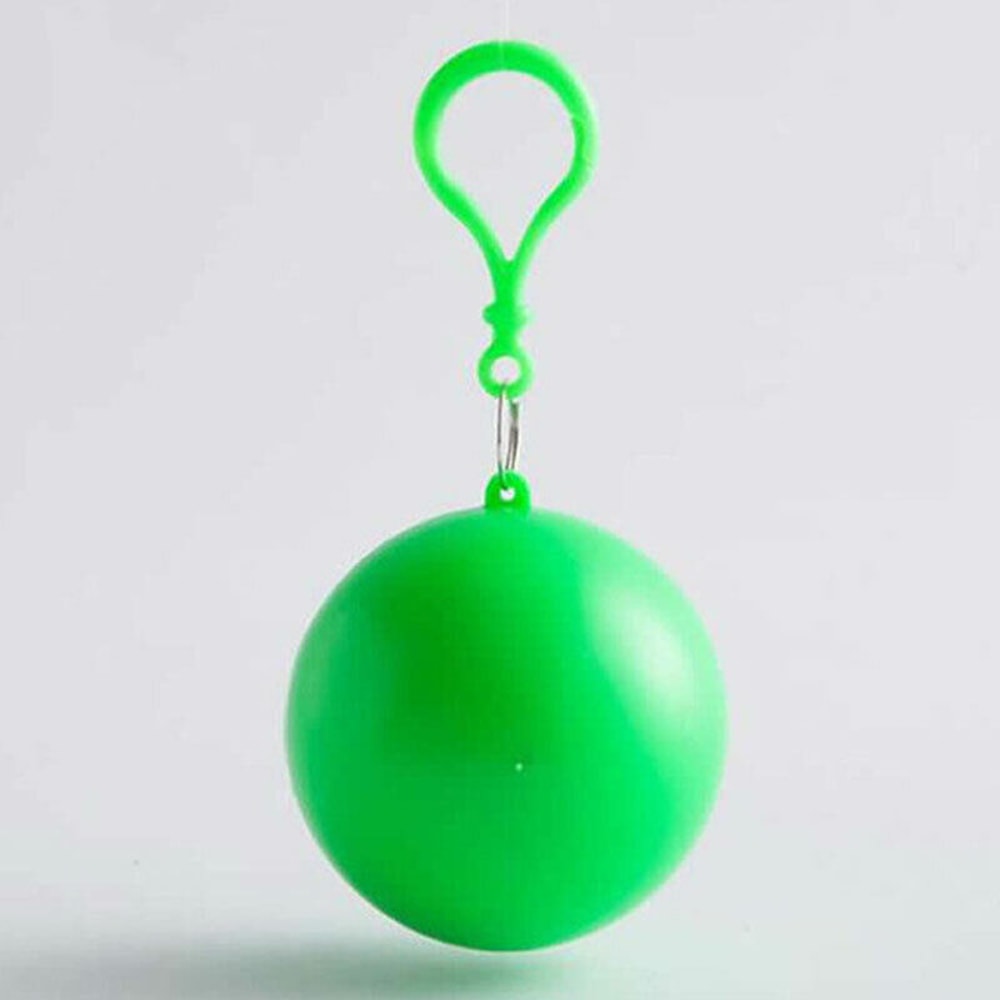 Portable Raincoat Ball Keychain green
