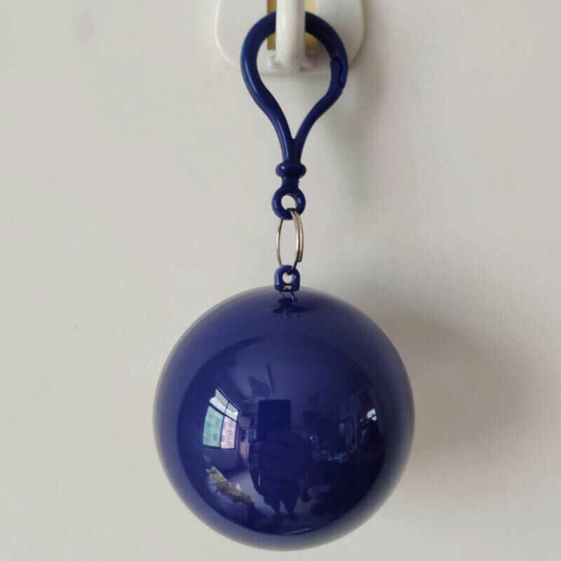 Portable Raincoat Ball Keychain blue