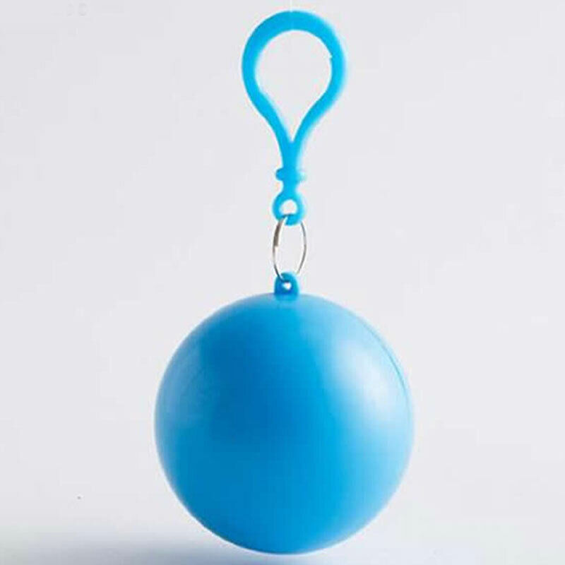 Portable Raincoat Ball Keychain blue