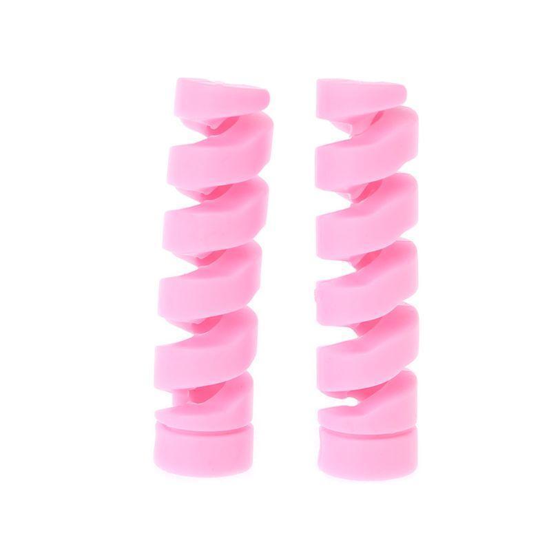 Spiral Cable And Wire Protector For Charger & Earphones pink
