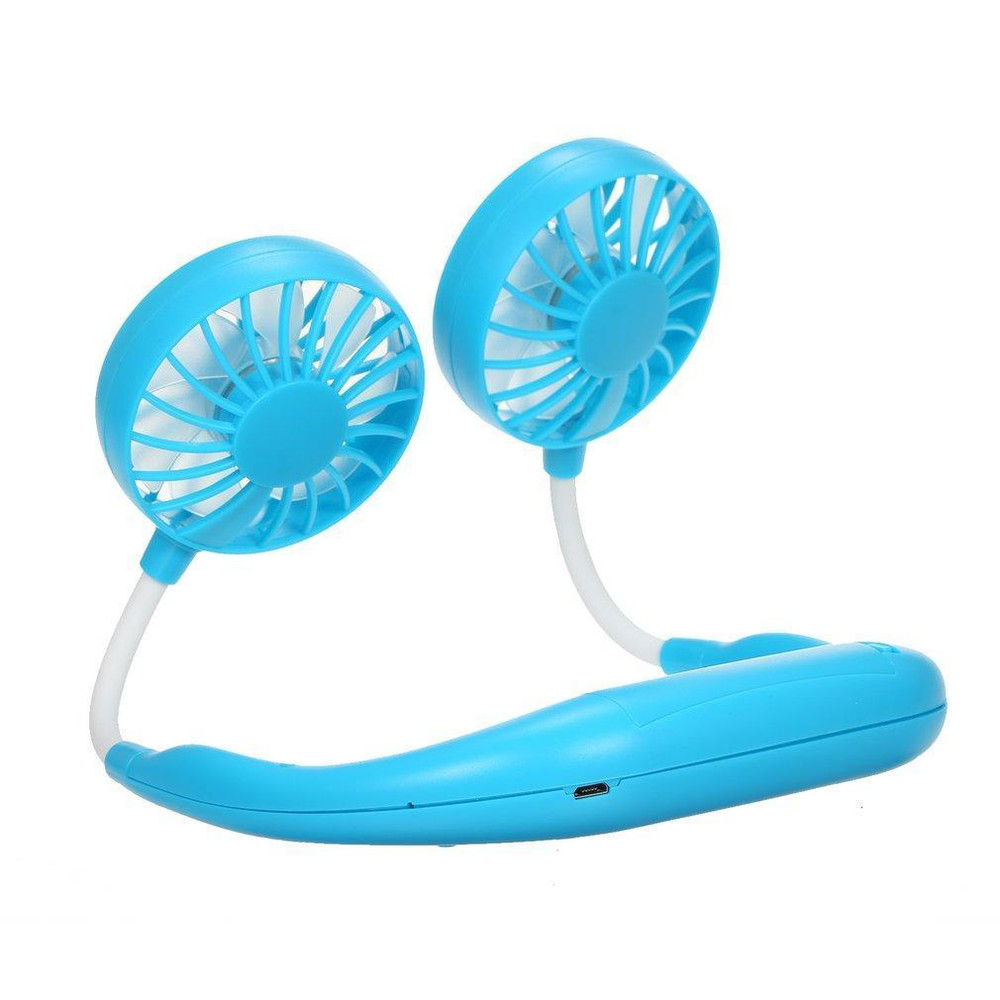 Wearable Portable Neck Fan For Personal Cooling Blue