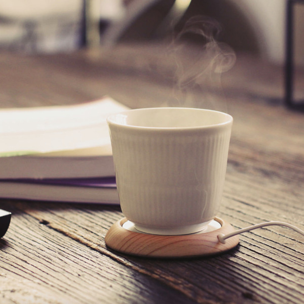 USB Wooden Drink Warmer Shallow wood color