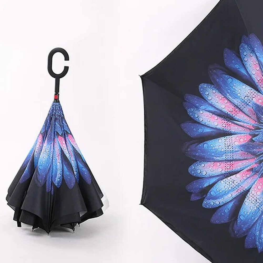 Double Layer Reverse UmbrellaPurple Flower