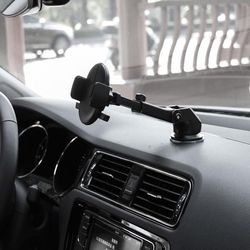 Secure & Versatile - Car Phone Retractable Mount Holder, 360 degree Rotation & Strong Suction Cup, Universal Fit