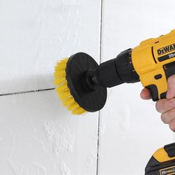 effortless cleaning with nylon 3-brush power scrubber kit - drill brush attachments for every surface