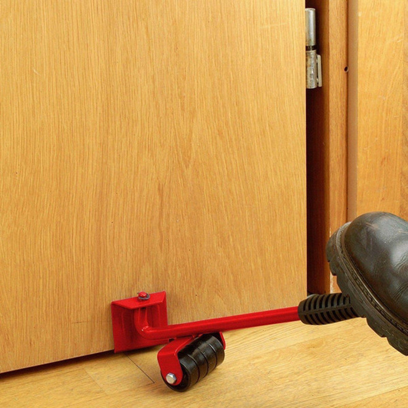 Heavy Duty Furniture Lifter with 4 Movable Wheels - High-Quality ABS Plastic & Steel, Red, Eliminates Back Pain 2