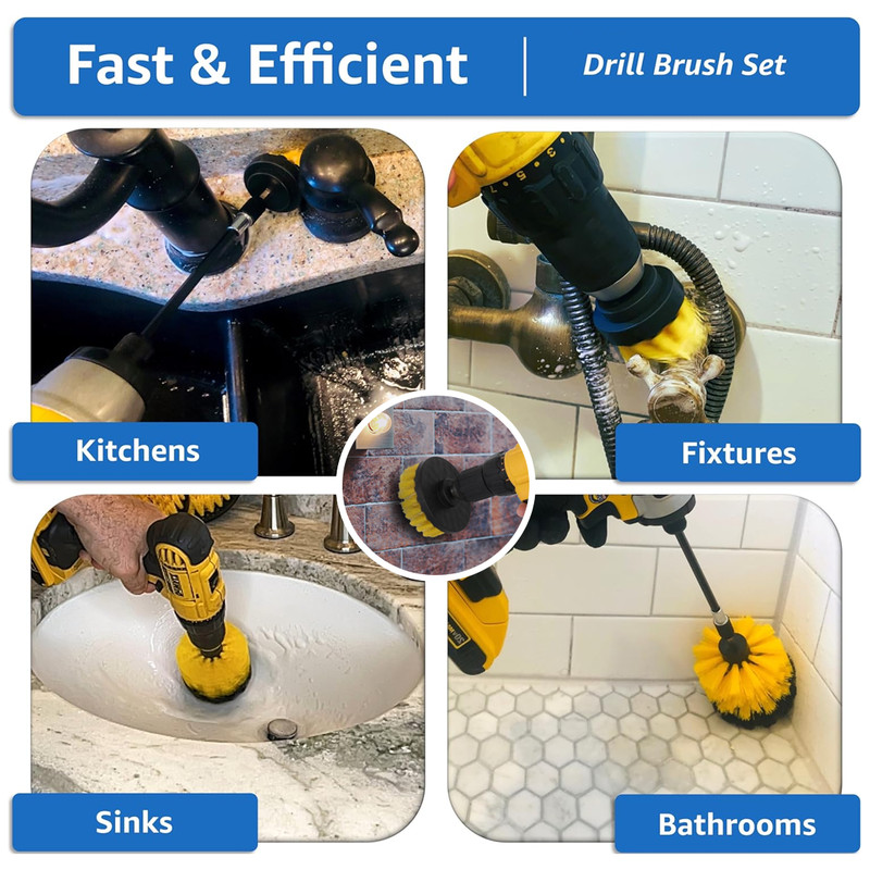3-Brush Power Scrubber Drill Brush Attachment Kit2