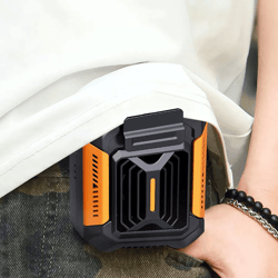 portable waist clip fan with 4000mah power bank, led flashlight, and usb rechargeable mini hanging neck fan for outdoor