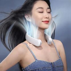 portable mini bladeless hanging neck fan – rechargeable 3-speed personal air cooler for summer sports