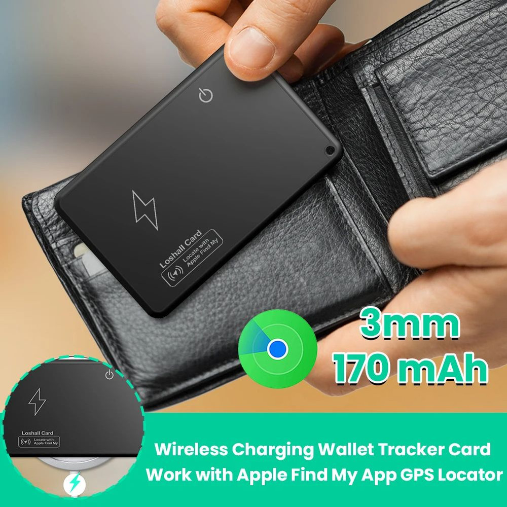 Ultra Thin Wallet Tracker Card With Wireless Charging Compatible With Apple Find My IOS Devices 0