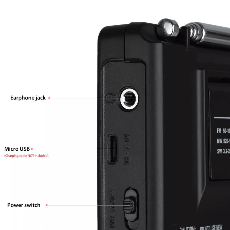 Portable FMAMSWLWTV Radio Receiver W LCD Screen Alarm USB Rechargeable Stereo Sound 2