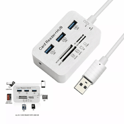 aluminum 3 port usb hub & memory card reader adapter