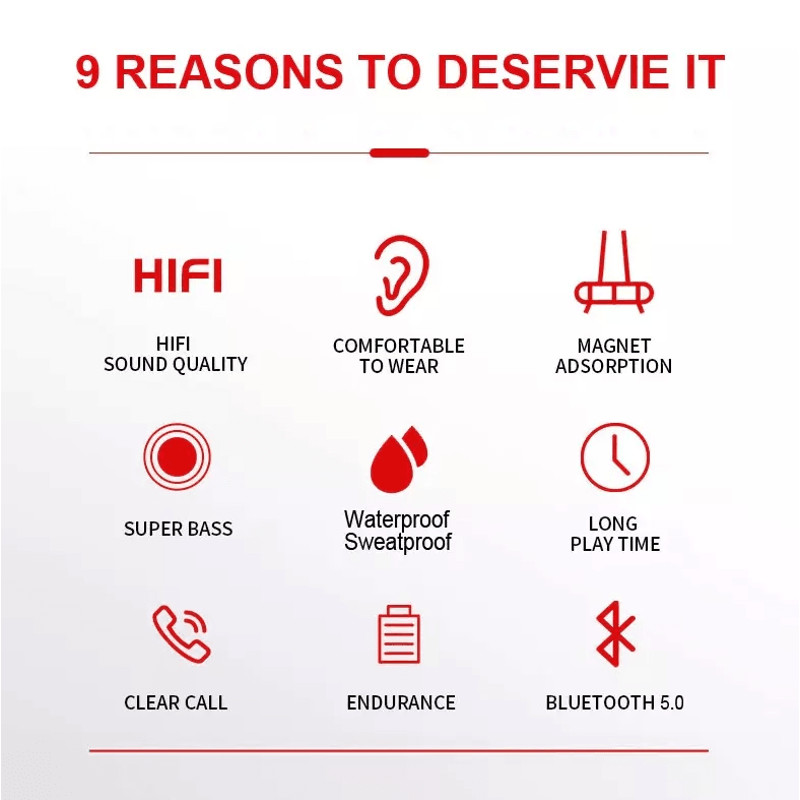 Waterproof Bluetooth Earbuds Sport Wireless InEar Headphones With Mic 5