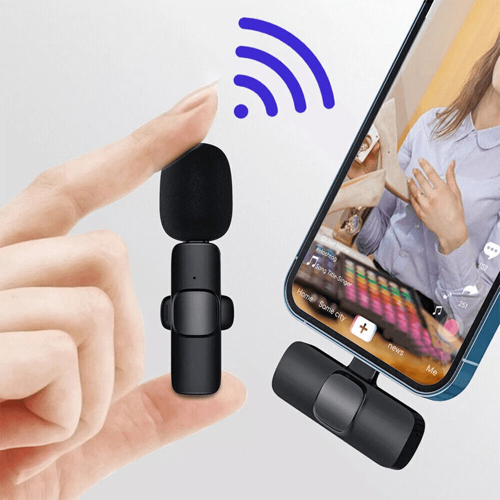 Mini Wireless Lavalier Mic Audio Video Recording Microphone For IPhone Vlogging Interviews 0